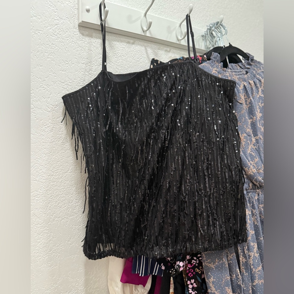 LOFT Black Sequin Camisole